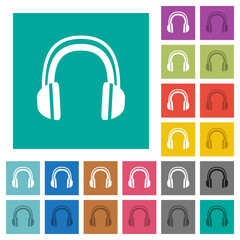 Headphones square flat multi colored icons