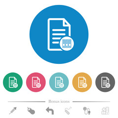 Document archive flat round icons