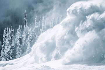  a snow-covered hill avalanche.