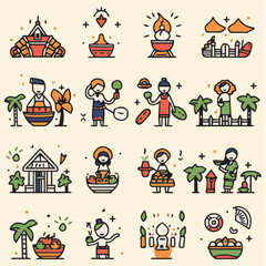 Fototapeta premium Vector illustration set of Thai Culture