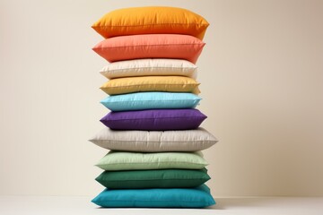Soft Stack pillow cushions. Traditional ornamentation soft and natural products. Generate AI - 779986641