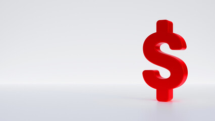 Dollar symbol on white background. Financial business background.