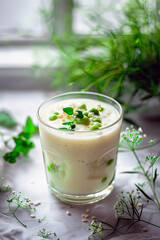 Cream of yogurt with mint