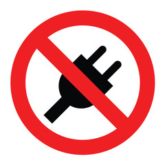 do not plug line sign electric plug ban warning danger electricity sign