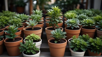 Fototapeta na wymiar set of potted green plants .Generative AI