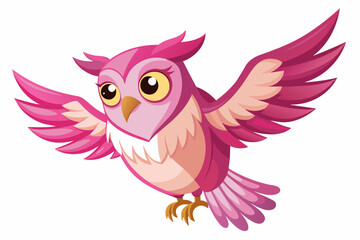pink-owl-flaps-its-wing-vector illustration 