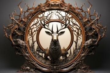 Imposing Deer stag gateway. Nature wildlife. Generate Ai - obrazy, fototapety, plakaty
