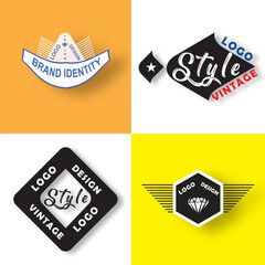 Vintage style logo vector set in retro, Design graphic badge, Emblem template collection.
