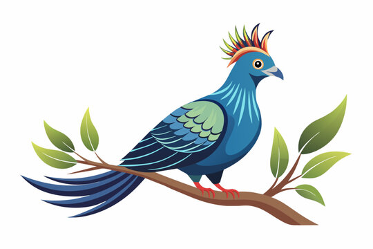 recommend clip art: victoria crowned pigeon logo style circle with branch vector illustration  