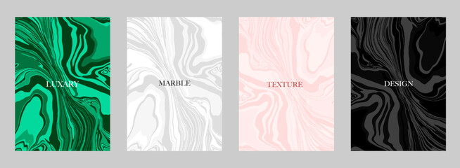 Luxury malachite and marble texture set. Royal collection with black, white, pastel pink line background pattern for business cover, wedding invitation, gift card, elegant menu, eco catalog
