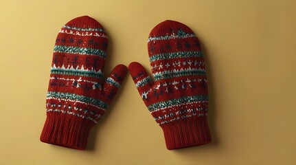 Glove vector woolen xmas mittens and protective pair of gloves illustration set of boxing-gloves or knitted mitts clothes for hand fingers  .Generative AI
