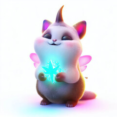 3D furry forest animal with beautiful colors and white background. with Generative AI technology	