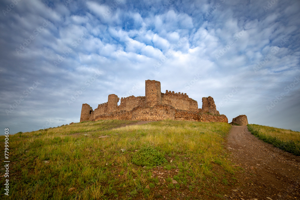 Wall mural panoramic view of the medieval walled castle of almoacid in toledo, castilla la mancha, spain, with 