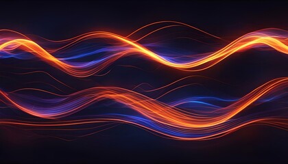 Electronic Energy Flow Concept in orange and Blue, Big Neon Wave Background, Neon Waves Background, Smoky Background, digital movement Flow Background