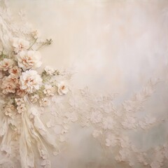 Delicate cream flowers and lace, a soft, romantic scene.
