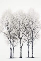 trees in white background