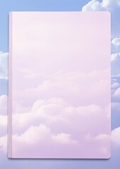 Pale purple notebook, clouds softly printed.
