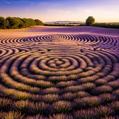 Lavender field maze, a beautiful circular design.
