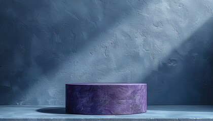 Luxury purple color cylinder pedestal podium for product presentation. 