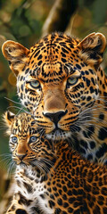 African leopard and cub - 779993842
