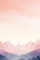 Purple pink and blue gradient sky and mountains landscape, digital art, vector, flat design, simple, minimalist