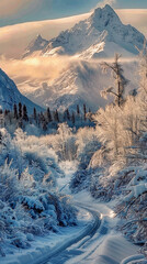 Winter in Alaska illustration - 779994022