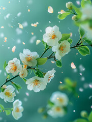 White plum blossoms on branch - 779994030