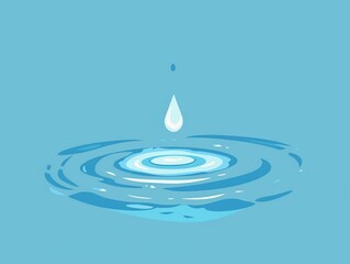 Clean, simple illustration of a water drop, highlighting the importance of eliminating standing water to prevent mosquito breeding - obrazy, fototapety, plakaty