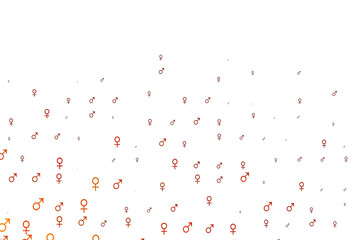 Light yellow, orange vector texture with male, female icons.
