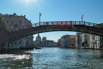 Panoramic view of the Grand Canal in city of Venice, Veneto, Italy, Europe. Famous landmark...