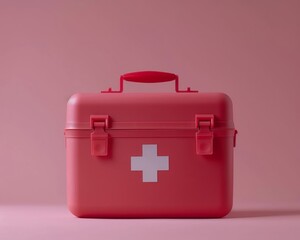 A sleek, simple image of a first aid kit ready for emergencies, set against a clean background, representing precaution