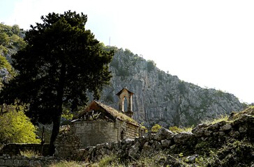 Ancient abandoned Orthodox church on the mountainside