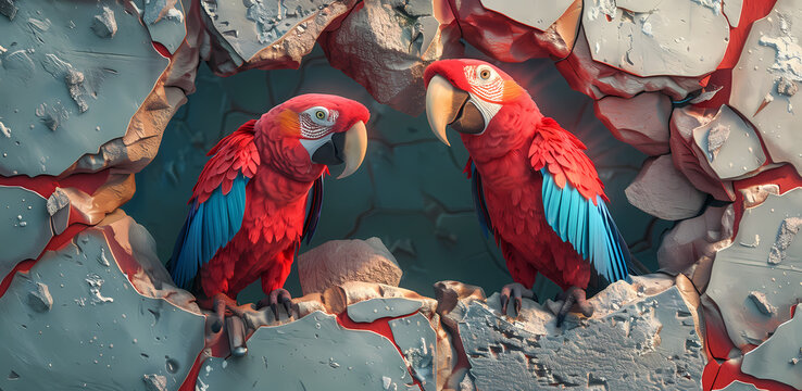 Break Through Parrots Couple Mug Wrap Generated by AI