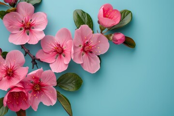 A beautiful pink flower with a blue sky in the background. The flower is in full bloom and the sky is clear and bright