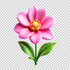 Beautiful Pink Flower: A Simple 3D Cartoon Render of Icon Design