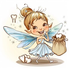  a tooth fairy with a bag of teeth