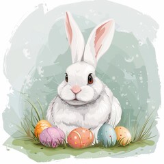  an Easter bunny with eggs