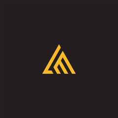 LM monogram logo in triangle shape with yellow color. - obrazy, fototapety, plakaty