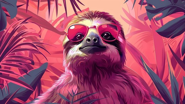 A happy sloth with glasses