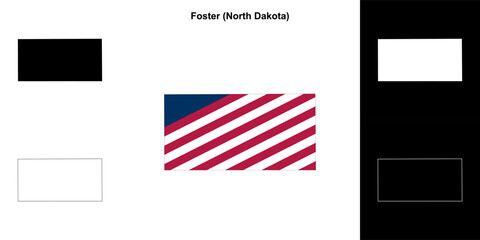 Foster County (North Dakota) outline map set - obrazy, fototapety, plakaty