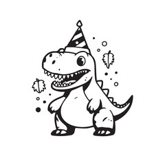 Vector illustration of a cute little dinosaur, holiday, birthday, with a cap on his head