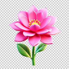 Beautiful Pink Flower: A Simple 3D Cartoon Render of Icon Design