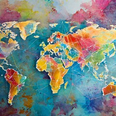 Multi colour world map