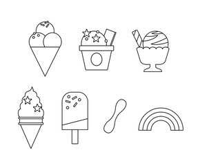Ice creams illustrations. icons pack