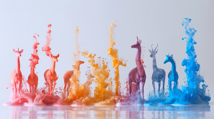 Animals in Colorful Ink