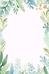 Delicate watercolor greenery frame, perfect for wedding invitations, save the dates, and other special events. - obrazy, fototapety, plakaty