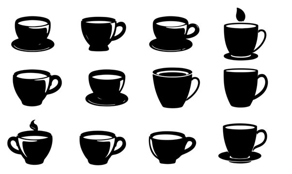 Set of Coffee cup silhouette icon