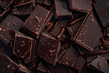 Dark chocolate in top down view