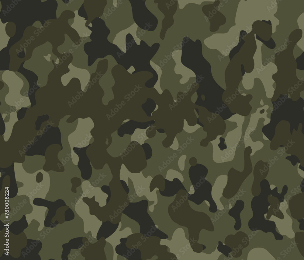 Sticker Camouflage khaki background vector army texture, modern fashionable print, forest hunting background