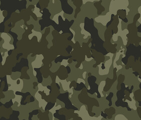 Camouflage khaki background vector army texture, modern fashionable print, forest hunting background